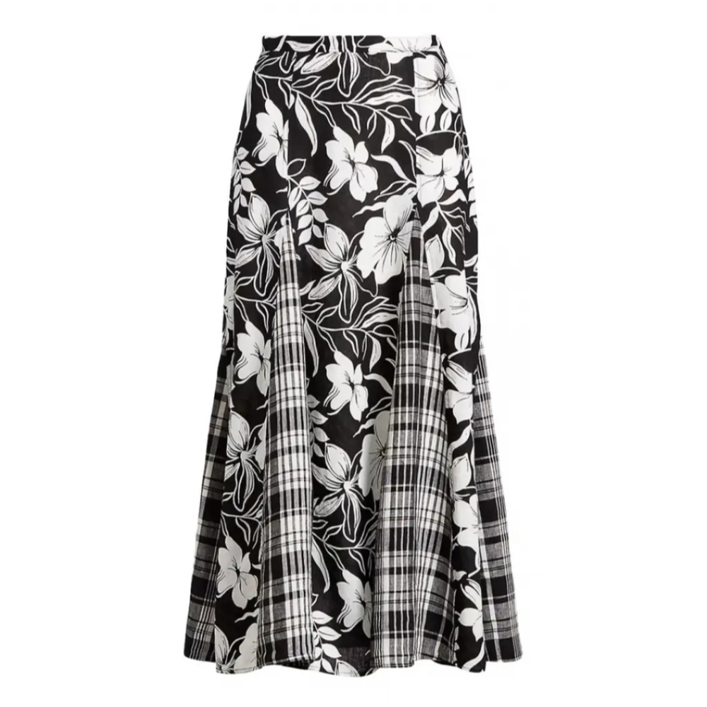 Polo Ralph Lauren Mixed Print Plaid Floral Skirt